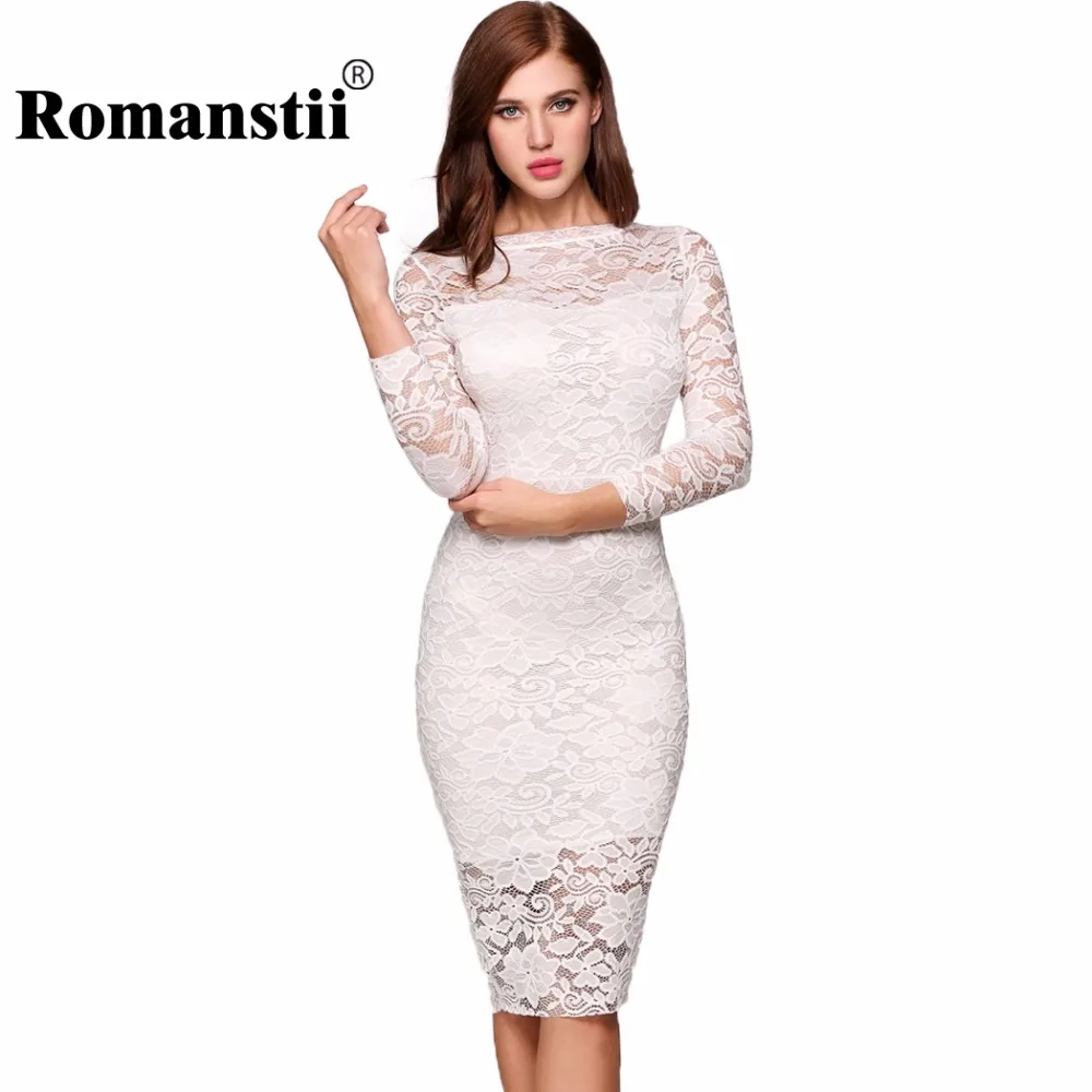 Romanstii Кружево платье Демисезонный 2017 Сексуальная 3/4 с длинным рукавом круглый