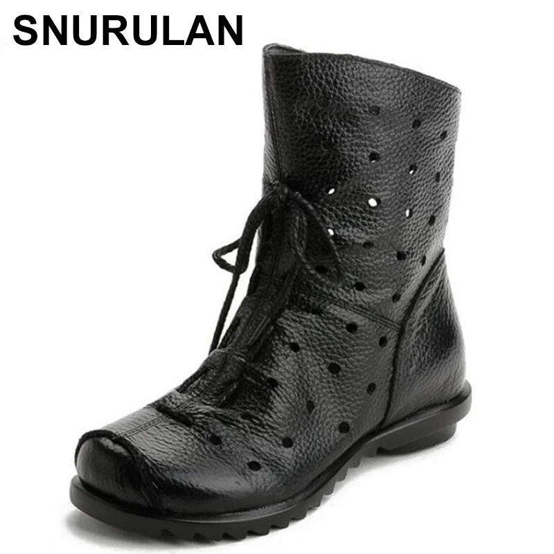 SNURULAN Brand Boots Hollow Black Soft Genuine Leather Shoes Women Boots 2018 Spring Breathable Fashion Casual Shoes Flat Boots
SNURULAN Brand Boots Hollow Black Soft Genuine Leather Shoes Women Boots 2018 Spring Breathable Fashion Casual Shoes Flat Boots
