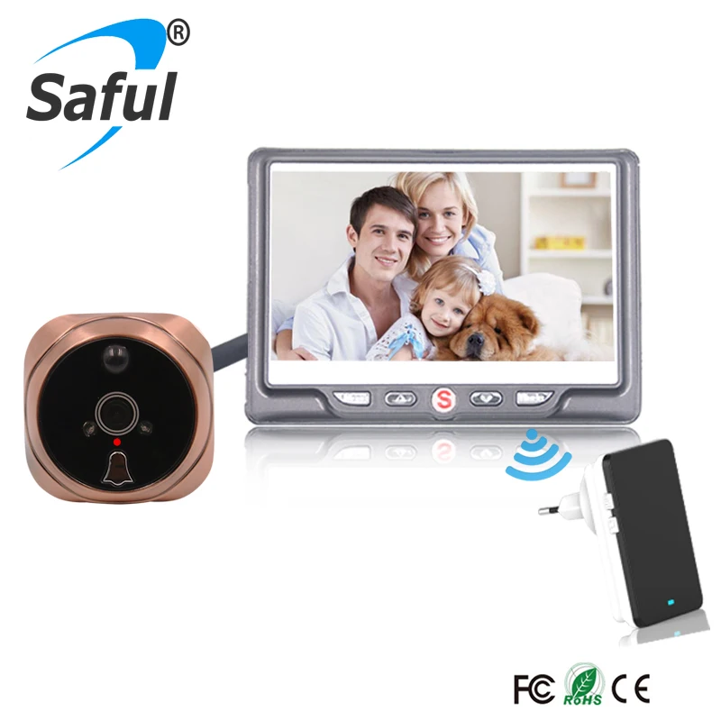 Saful 4.3"LCD Visual Monitor Digital Door Peephole Viewer Muti-color with Night Vision Function Door Camera
Saful 4.3"LCD Visual Monitor Digital Door Peephole Viewer Muti-color with Night Vision Function Door Camera