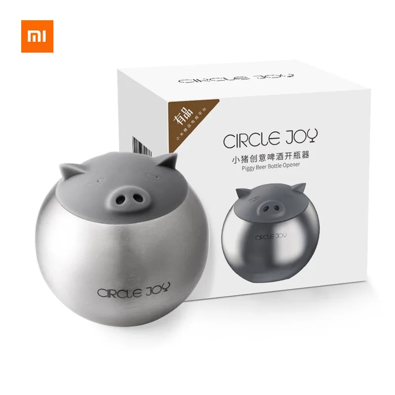

Original Xiaomi Youpin Circle Joy Round Pig Creative Beer Bottle Opener Silver Lovely Shape Easy Opening And Varied Functions