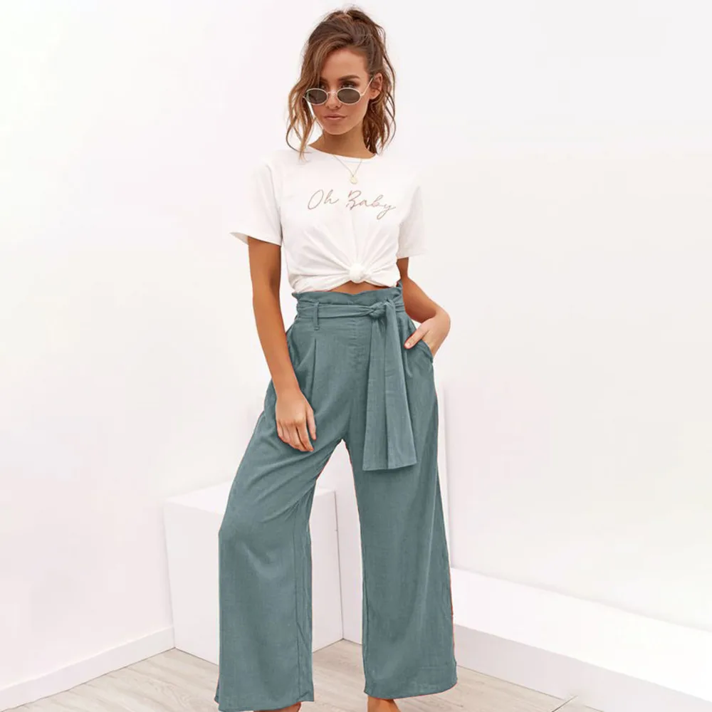 2019 Wide Leg Pants Summer Women Trousers High Waist Pants With Belt Loose Black Linen Boho Pants Plus Size Pants Pantalon Femme
2019 Wide Leg Pants Summer Women Trousers High Waist Pants With Belt Loose Black Linen Boho Pants Plus Size Pants Pantalon Femme