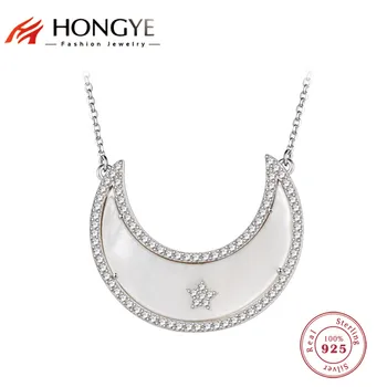 HONGYE Statement Trendy Jewelry Big Moon Necklace Natural Shell Crystal Star 925 Silver Link Chain Colliers Women Charming Style
HONGYE Statement Trendy Jewelry Big Moon Necklace Natural Shell Crystal Star 925 Silver Link Chain Colliers Women Charming Style