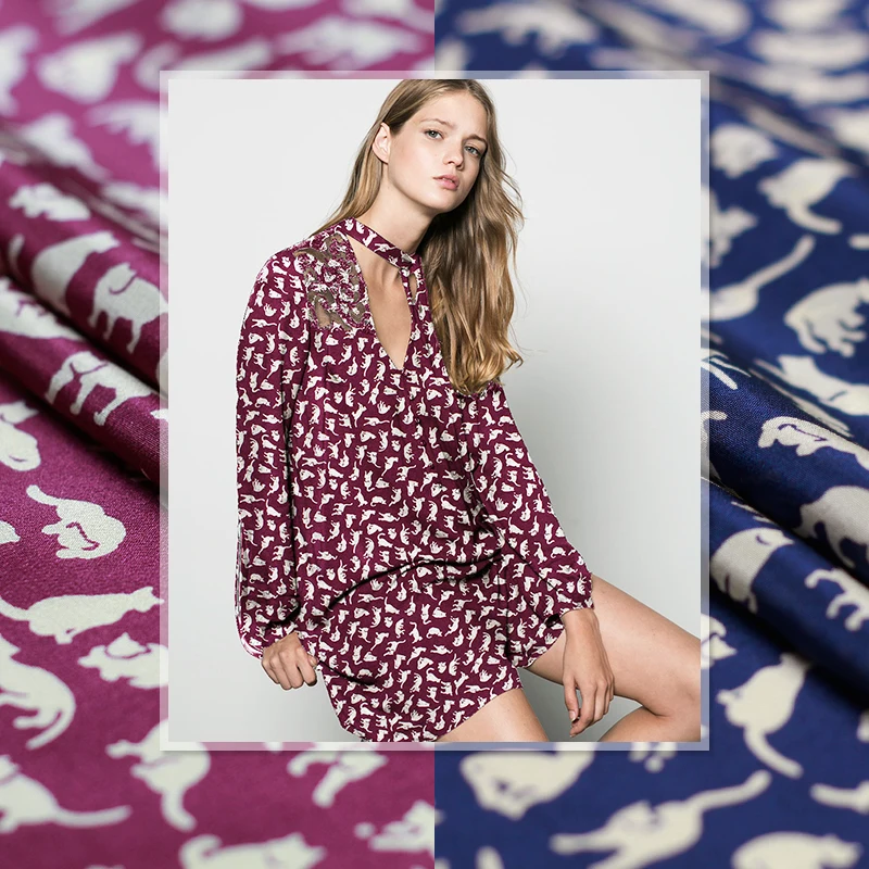 12momme 114cm width wine red blue cats printed 100%mulberry silk crepe de chine summer dress shirt clothing fabric Free Shipping
12momme 114cm width wine red blue cats printed 100%mulberry silk crepe de chine summer dress shirt clothing fabric Free Shipping