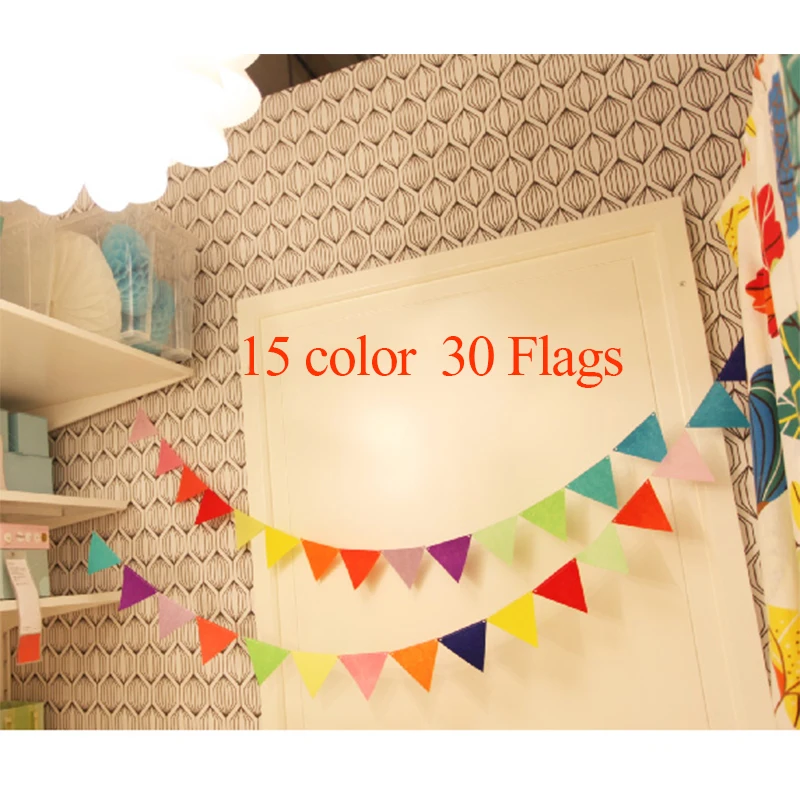 15color 30Flags Colorful Fabric Triangle Flags Banners Wedding Festival Pennant Decor Bunting Party Garland Holiday Decoration
15color 30Flags Colorful Fabric Triangle Flags Banners Wedding Festival Pennant Decor Bunting Party Garland Holiday Decoration