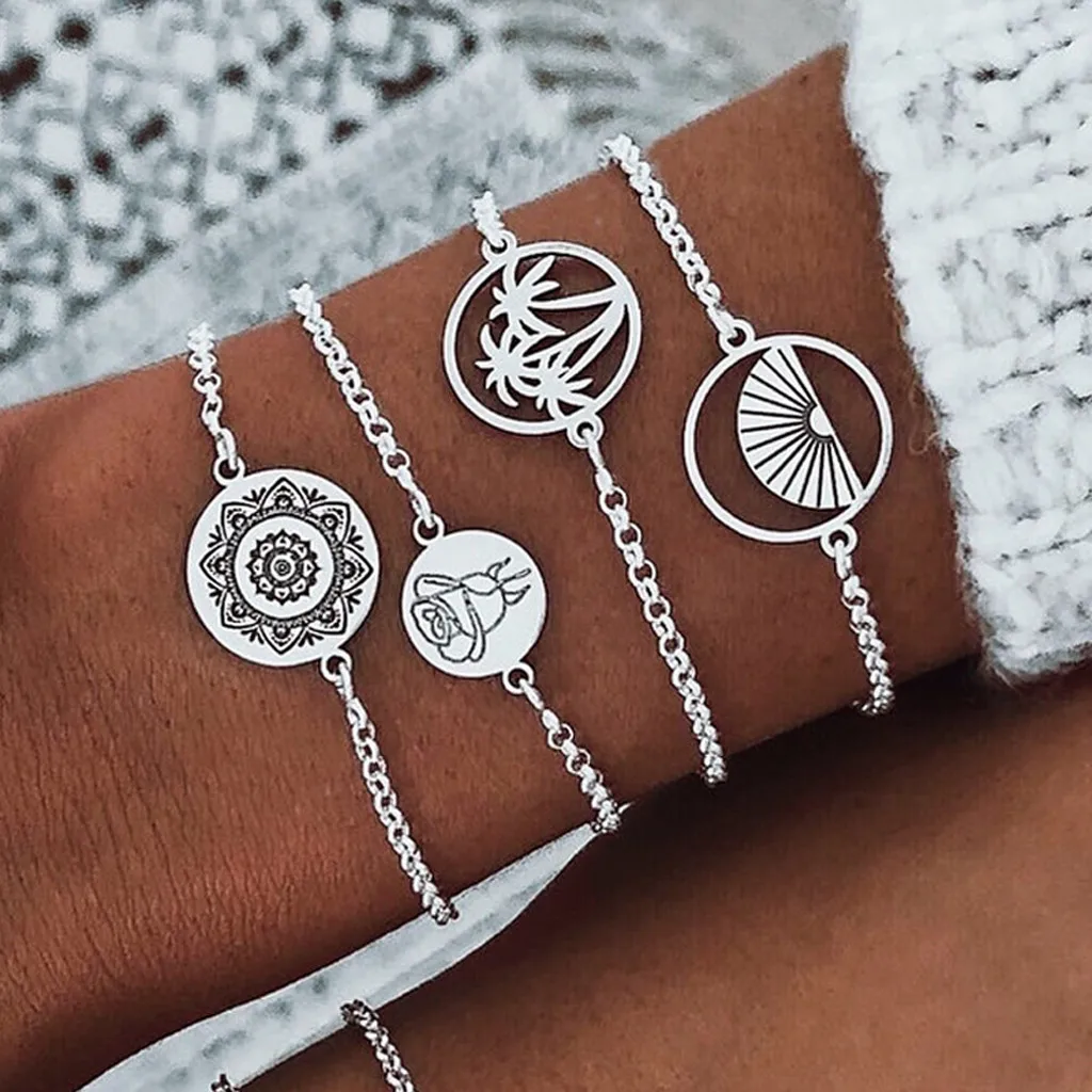 Design Women Fashion 4pcs Bohemia Silver Wave Anklets Bracelets For Women Rope Beach Anklet Jewelry gift for women 30H
Design Women Fashion 4pcs Bohemia Silver Wave Anklets Bracelets For Women Rope Beach Anklet Jewelry gift for women 30H
