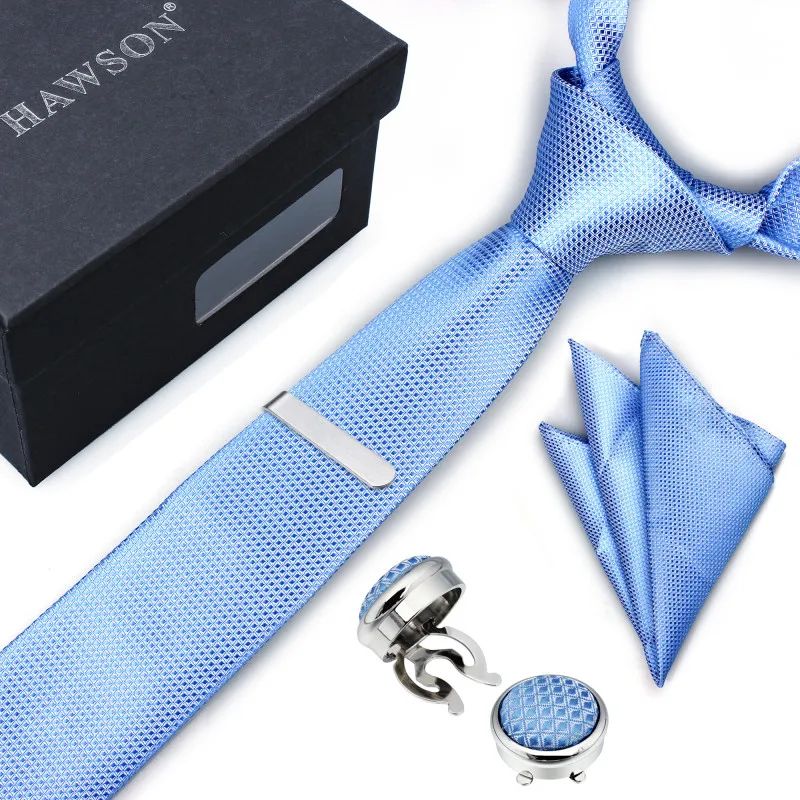 High Quality Light Sky Blue Necktie Set with Tie Clip & Pocket Square and Button Cover Cufflinks for Wedding Party
High Quality Light Sky Blue Necktie Set with Tie Clip & Pocket Square and Button Cover Cufflinks for Wedding Party