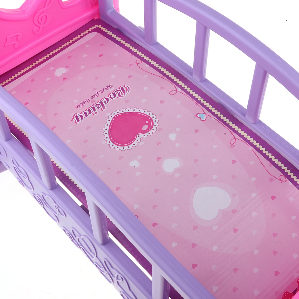 Colorful Girl Dolls Rocking Bed Bedroom Furniture Cradle Bed for Mellchan Dolls Decor