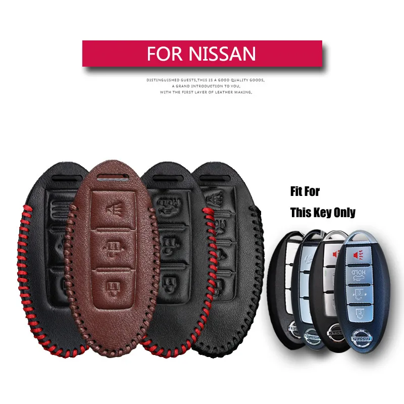 Кожаный чехол для автомобильных ключей Nissan Qashqai Juke Note Almera Teana Tiida Murano Primera умный с