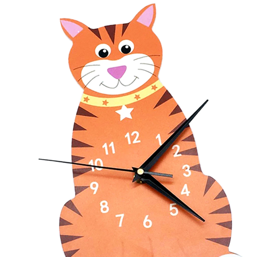 Japanese Adorable Pendulum Clock Funny Crafts Swinging Tail Wall Clock Kit for Kid's Nursery Children's Bedroom Decor