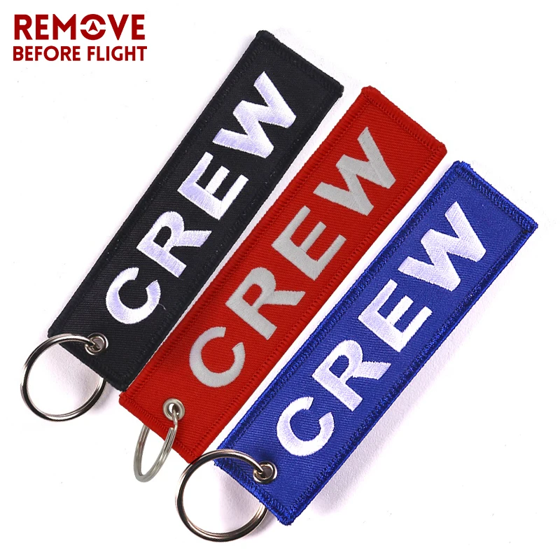 Fashion Jewelry Crew Key Chains OEM Keychain Jewelry Luggage Tag Safety Label Embroidery Crew Key Ring Chain for Aviation Gifts 00