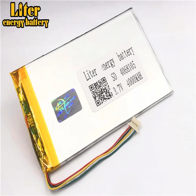 1.0MM 5pin connector 4068105 4070105 Tablet PC 3.7v 4000mah lipo battery in rechargeable Batteries with full capacity
1.0MM 5pin connector 4068105 4070105 Tablet PC 3.7v 4000mah lipo battery in rechargeable Batteries with full capacity