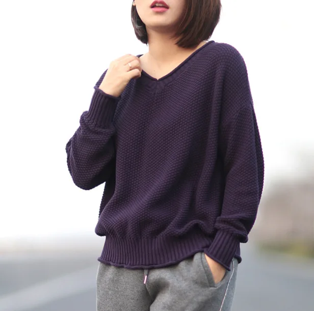 Winter Sweater Retro Women Knitting Pullovers Mori girl Loose Tops V-Neck Solid color Blended Ladies Casual Sweater
Winter Sweater Retro Women Knitting Pullovers Mori girl Loose Tops V-Neck Solid color Blended Ladies Casual Sweater