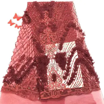 Nigerian Lace Fabrics for Wedding 2019, African beads French Lace Fabric High Quality 3D Lace, Fashion Dark Rose Red Lace
Nigerian Lace Fabrics for Wedding 2019, African beads French Lace Fabric High Quality 3D Lace, Fashion Dark Rose Red Lace