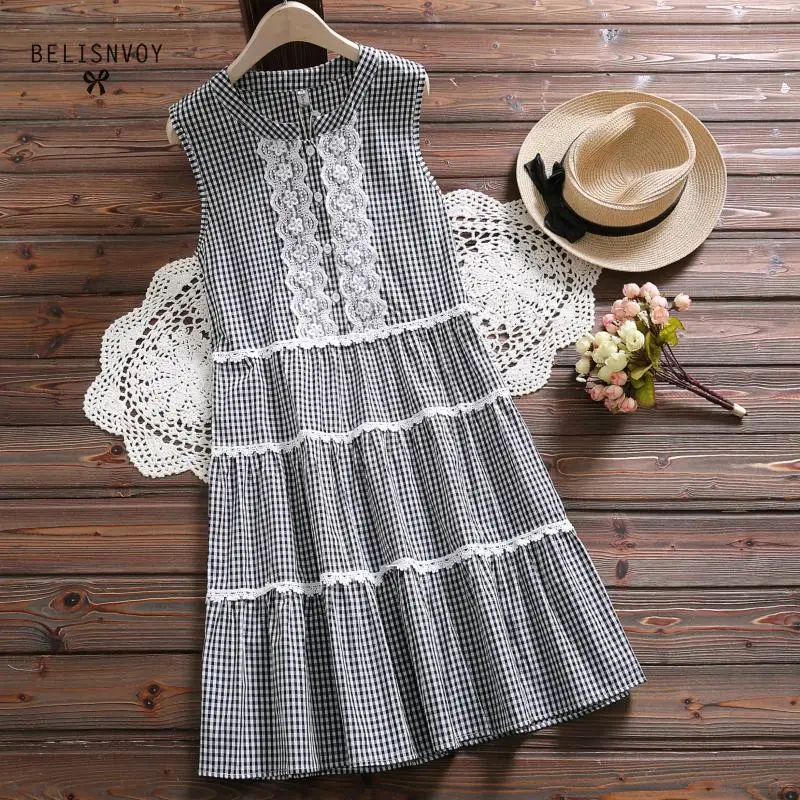 Mori Girl Women Summer Dress Casual Vintage Sleeveless Plaid Dress Women A-line Red Black Lace Elegant Dresses Mujer Vestidos
Mori Girl Women Summer Dress Casual Vintage Sleeveless Plaid Dress Women A-line Red Black Lace Elegant Dresses Mujer Vestidos