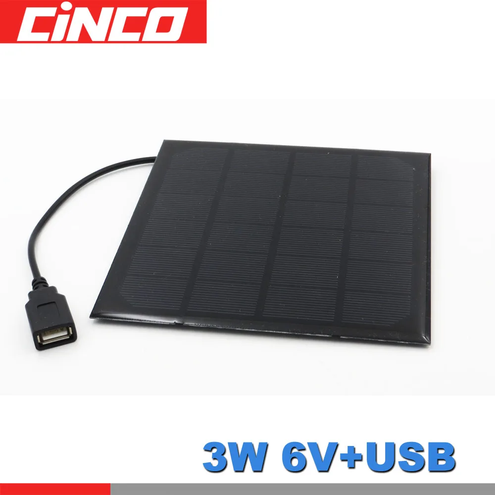 Solar Panel 3W 6V Solar Cell DIY Module Solar Portable Charger for USB 5V Output Mobile Phone Power Bank outdoor charger
Solar Panel 3W 6V Solar Cell DIY Module Solar Portable Charger for USB 5V Output Mobile Phone Power Bank outdoor charger