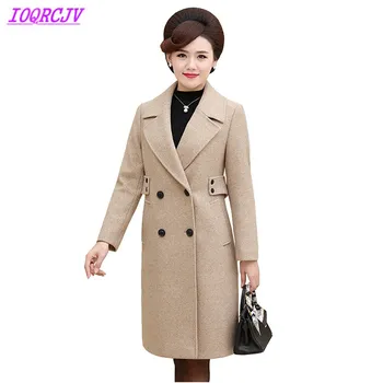 

2018 Autumn and Winter Women Woolen Coat New Fashion Middle aged Female Woolen cloth Outerwear Plus size Slim Coats IOQRCJV H157