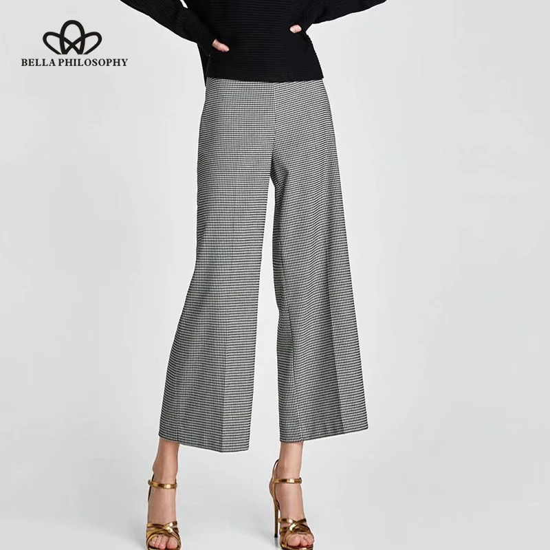 Bella Philosophy 2018 spring women loose plaid pants high waist flat female wide leg pants zipper fly ladies ankle length pants
Bella Philosophy 2018 spring women loose plaid pants high waist flat female wide leg pants zipper fly ladies ankle length pants