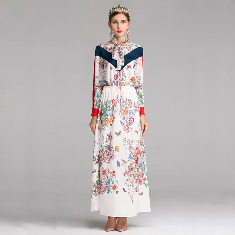 Women Dresses elegant Flowers printed maxi dress elastic waist long dresses vintage long sleeve vestidos de fiesta Dropshipping
Women Dresses elegant Flowers printed maxi dress elastic waist long dresses vintage long sleeve vestidos de fiesta Dropshipping
