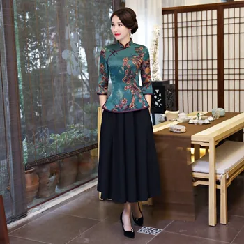 Vintage Chinese Blouse Skirt Sets Women Silk Shirt Mandarin Collar 2pc Clothing Summer Qipao Button Dress Flowers S-XXXL 9967
Vintage Chinese Blouse Skirt Sets Women Silk Shirt Mandarin Collar 2pc Clothing Summer Qipao Button Dress Flowers S-XXXL 9967