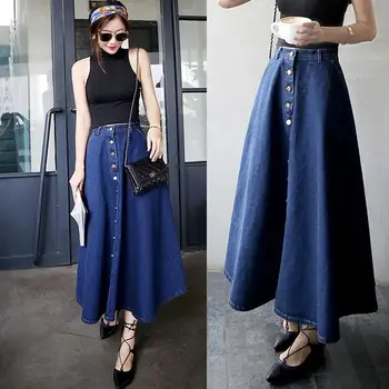 Makuluya Super Quality High Waist Women Denim Skirts Singel Line Buttons Matching Slim Waist A-Line Lady Skirts Solid Color QW
Makuluya Super Quality High Waist Women Denim Skirts Singel Line Buttons Matching Slim Waist A-Line Lady Skirts Solid Color QW