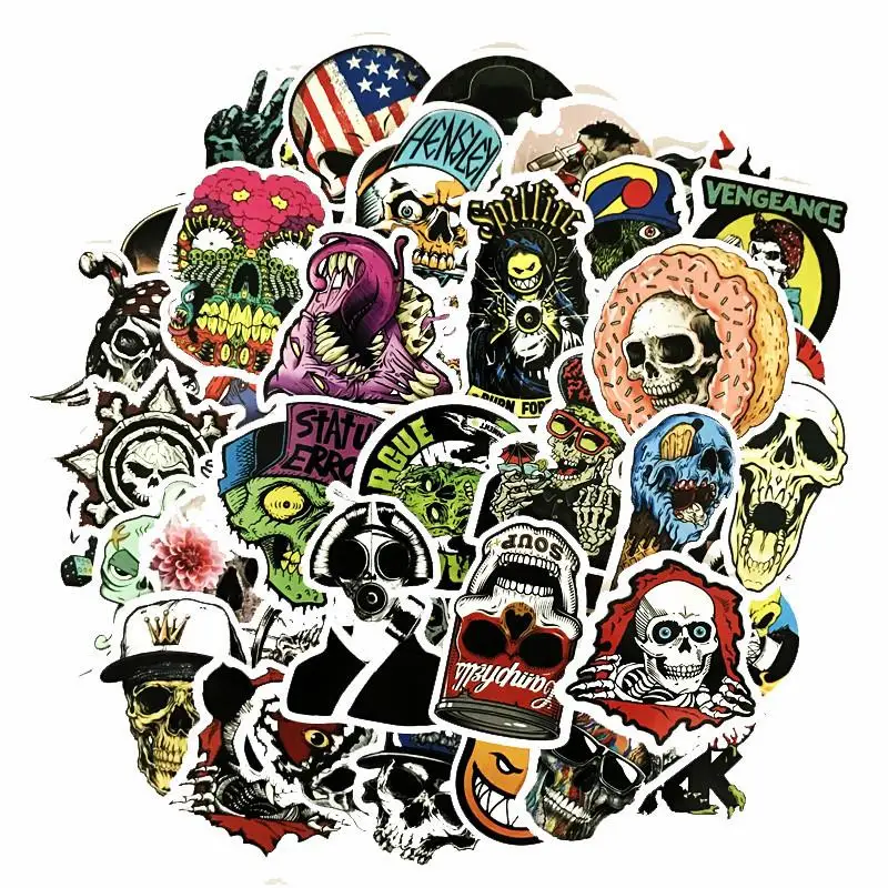 50pcs/Lot Horror Terror Skull Heads Brand Graffiti Stickers Scrapbooking Skateboard Waterproof PVC Laptop Luggage Stickers Pack
50pcs/Lot Horror Terror Skull Heads Brand Graffiti Stickers Scrapbooking Skateboard Waterproof PVC Laptop Luggage Stickers Pack