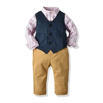 1-6 T Boy Nary Vest Clothing Toddler Formal Suit Long-sleeves Shirt + Vest + Khaki Trousers 3 PCS Children Clothes Set
1-6 T Boy Nary Vest Clothing Toddler Formal Suit Long-sleeves Shirt + Vest + Khaki Trousers 3 PCS Children Clothes Set