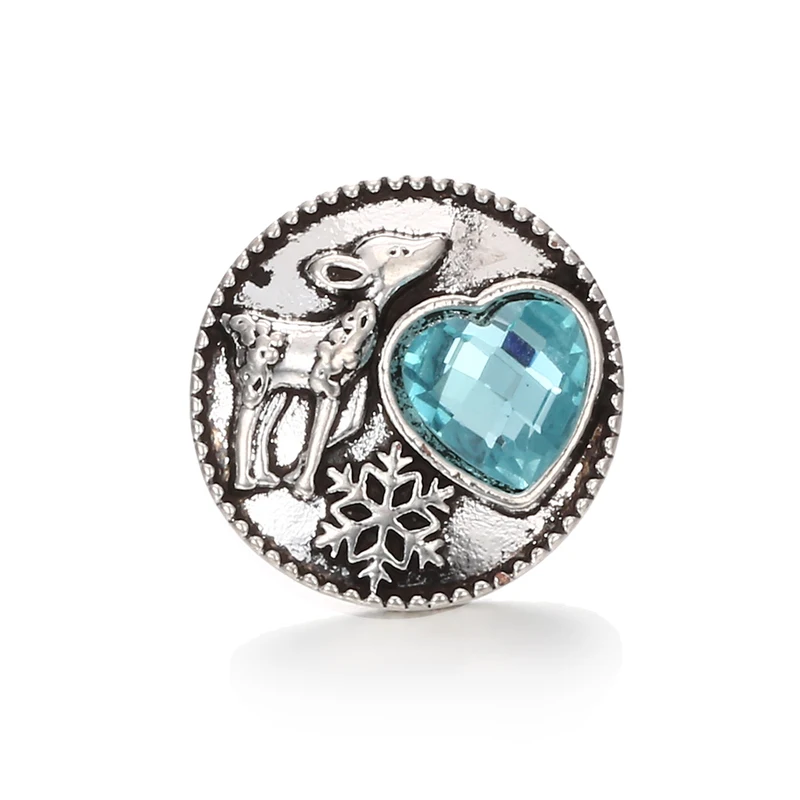 Vintage Snap Jewelry Christmas Heart Rhinestone Crystal 18mm Buttons for Bracelets Women | Украшения и аксессуары