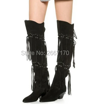 sexy fringes knee high boots women faux suede Tassel booties chunky heels lace up pointed toe botas for women winter
sexy fringes knee high boots women faux suede Tassel booties chunky heels lace up pointed toe botas for women winter