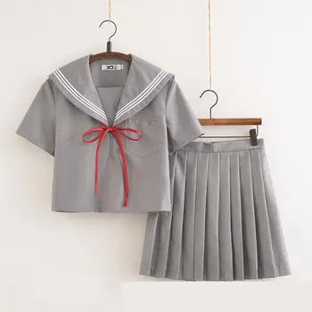 Japanese Korea Students Costume School Girl Uniform Short Sleeves Pleated Skirt Suit Gray Color Cosplay Clothes Sailor Uniform
Japanese Korea Students Costume School Girl Uniform Short Sleeves Pleated Skirt Suit Gray Color Cosplay Clothes Sailor Uniform