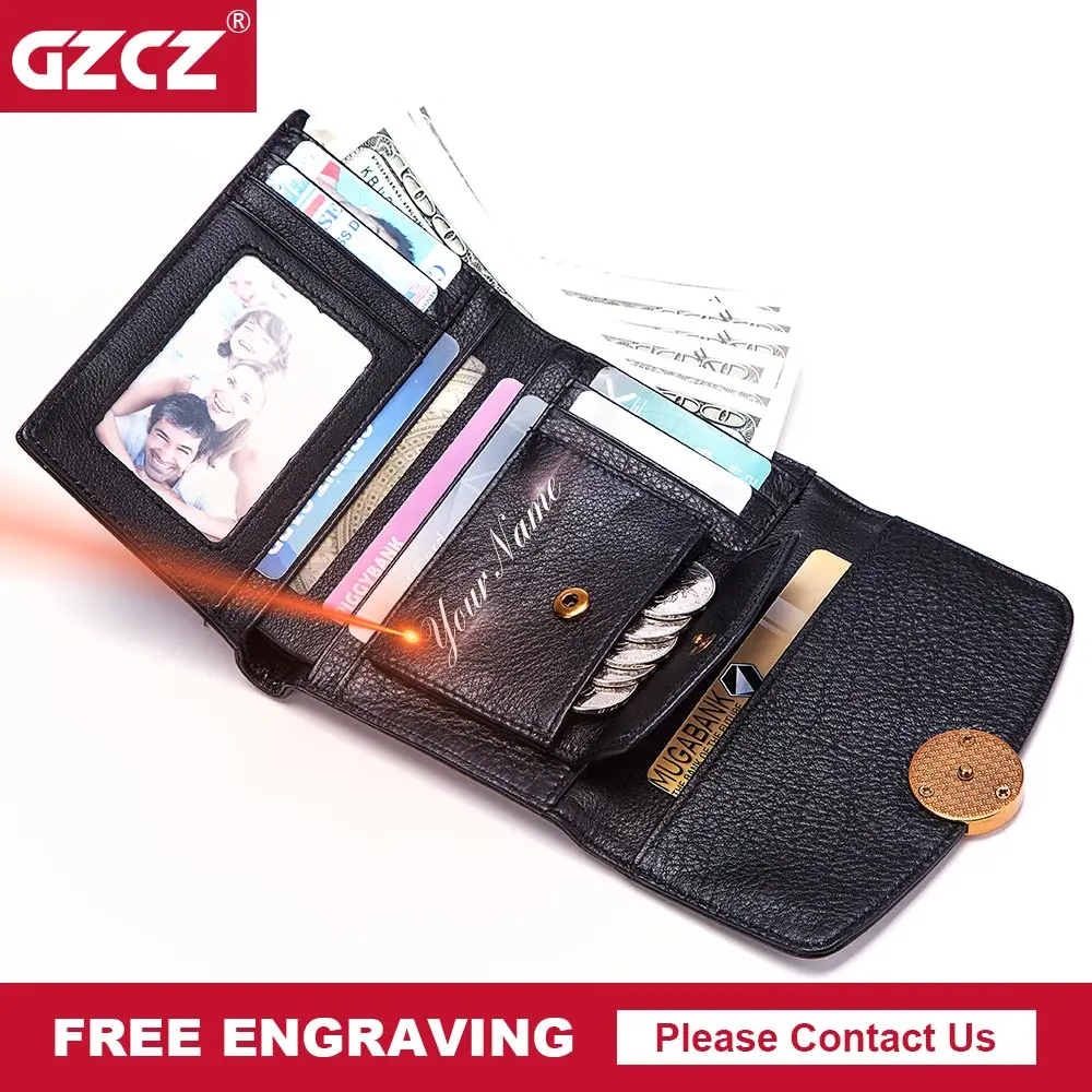 GZCZ Fashion Small Wallet Women Genuine Leather Wallets Free Engraving Wallet Female Coin Purse Clamp For Money Dropshopping
GZCZ Fashion Small Wallet Women Genuine Leather Wallets Free Engraving Wallet Female Coin Purse Clamp For Money Dropshopping