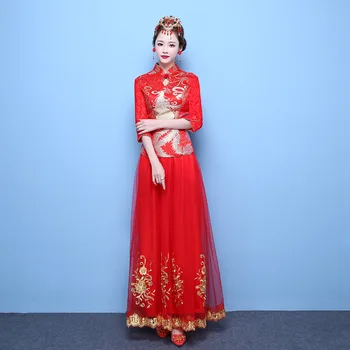 Ancient Female Marriage Suit Toast Clothing New Elegant Qipao Red Bride Wedding Dress Vintage Chinese Women Cheongsam Vestidos
Ancient Female Marriage Suit Toast Clothing New Elegant Qipao Red Bride Wedding Dress Vintage Chinese Women Cheongsam Vestidos