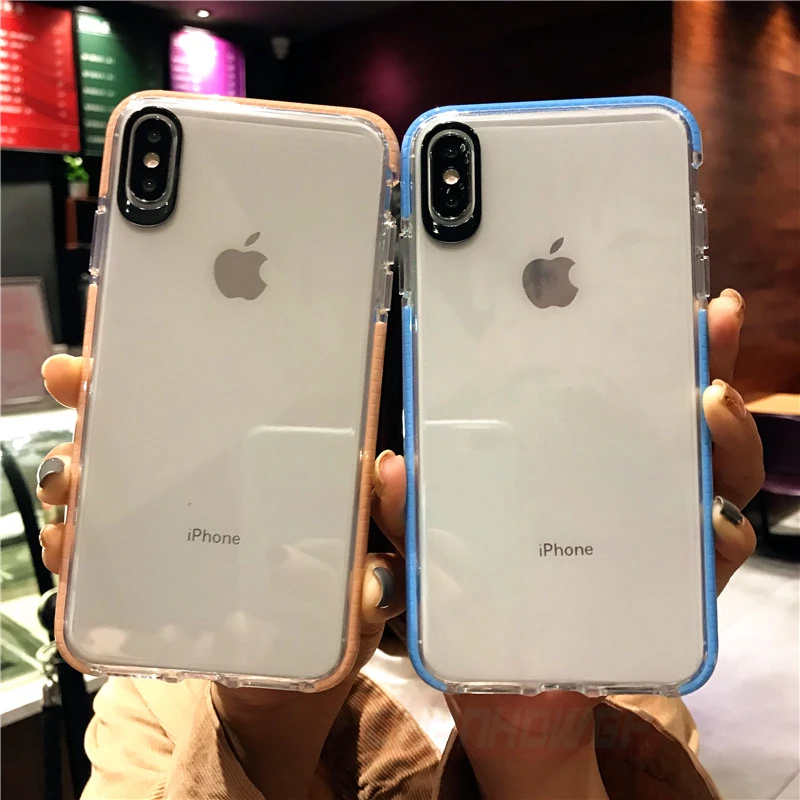 Двухцветный мягкий силиконовый чехол из тпу для iPhone XS Max XR X 6 6s 7 8 Plus прозрачные