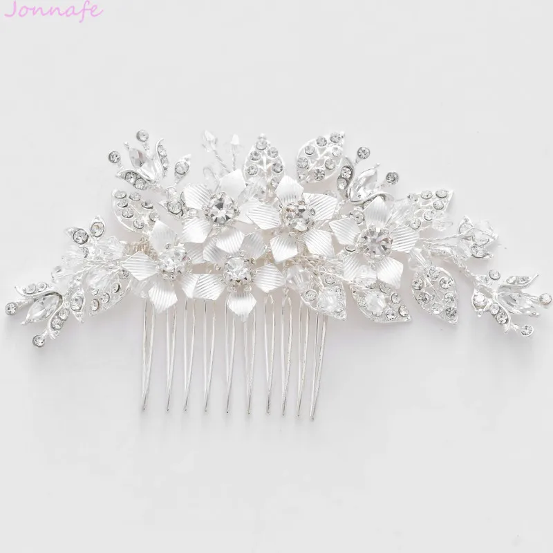 Jonnafe Charming Silver Flower Headpiece For Bride Rhinestone Wedding Hair Comb Accessories Women Prom Hair Jewelry 
Jonnafe Charming Silver Flower Headpiece For Bride Rhinestone Wedding Hair Comb Accessories Women Prom Hair Jewelry