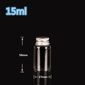 27*50mm 15ml Mini Clear Glass Bottles With Aluminum Cap Tiny Glass Vials Jars essential oil bottle 100pcs Free Shipping
27*50mm 15ml Mini Clear Glass Bottles With Aluminum Cap Tiny Glass Vials Jars essential oil bottle 100pcs Free Shipping