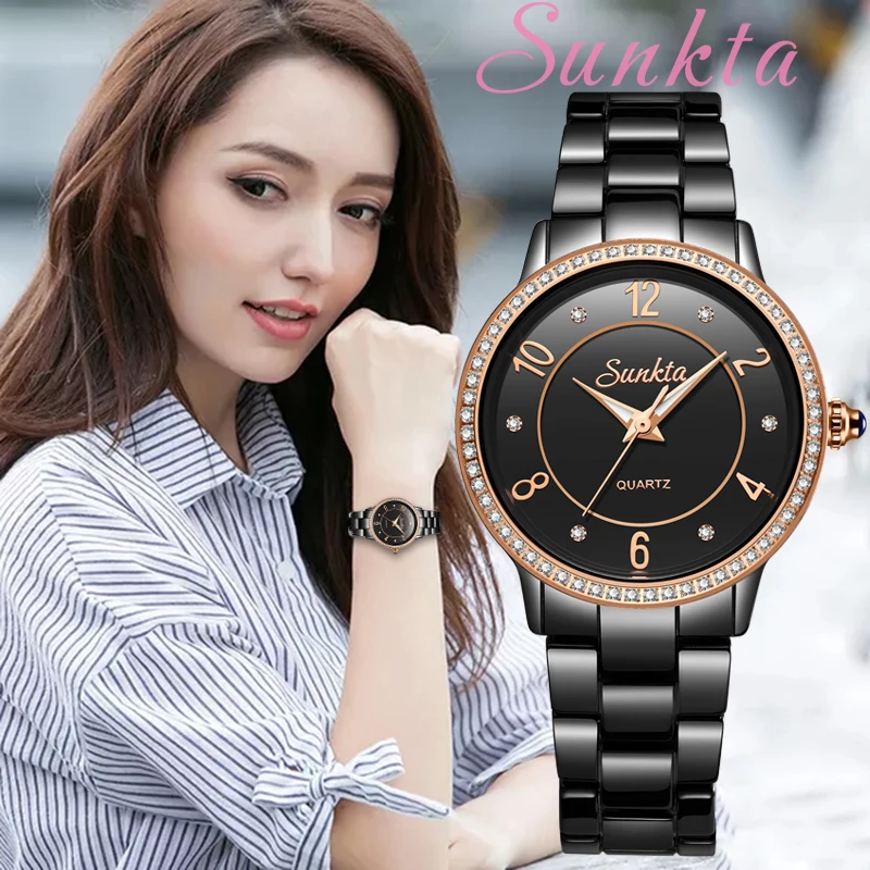 SunKta Top Quality Ladies Rhinestone Watch Luxury Rose Gold Black Ceramic Waterproof Watches Woman Classic Series Ladies Watch
SunKta Top Quality Ladies Rhinestone Watch Luxury Rose Gold Black Ceramic Waterproof Watches Woman Classic Series Ladies Watch
