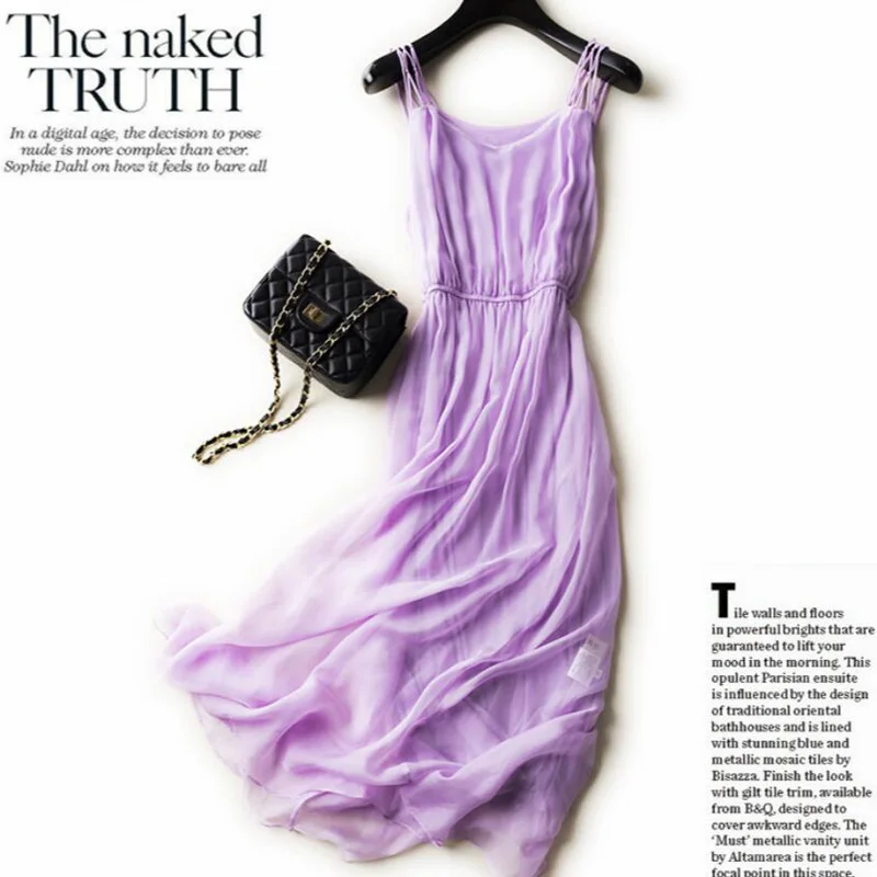 Shell 100% Silk Dress Women Natural Silk High Quality Elegent Holiday Beach Long dress Lavender Romatic Free Shipping
Shell 100% Silk Dress Women Natural Silk High Quality Elegent Holiday Beach Long dress Lavender Romatic Free Shipping