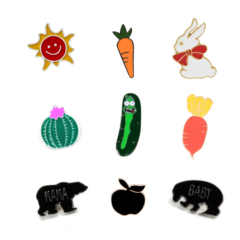 Animal Lapel Pins Brooches Rabbit Carrot Chili Enamel For Women Kids Jackets Hat Metal Badge Jewelry Fashion Gift Wholesale | Украшения и