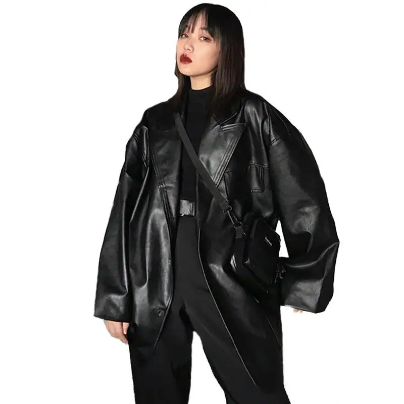 Women 2019 Spring Autumn Faux Leather Jackets Female Lapel Loose Casual Coats New Vintage Wild Motorcycle PU Leather Outwear L01
Women 2019 Spring Autumn Faux Leather Jackets Female Lapel Loose Casual Coats New Vintage Wild Motorcycle PU Leather Outwear L01