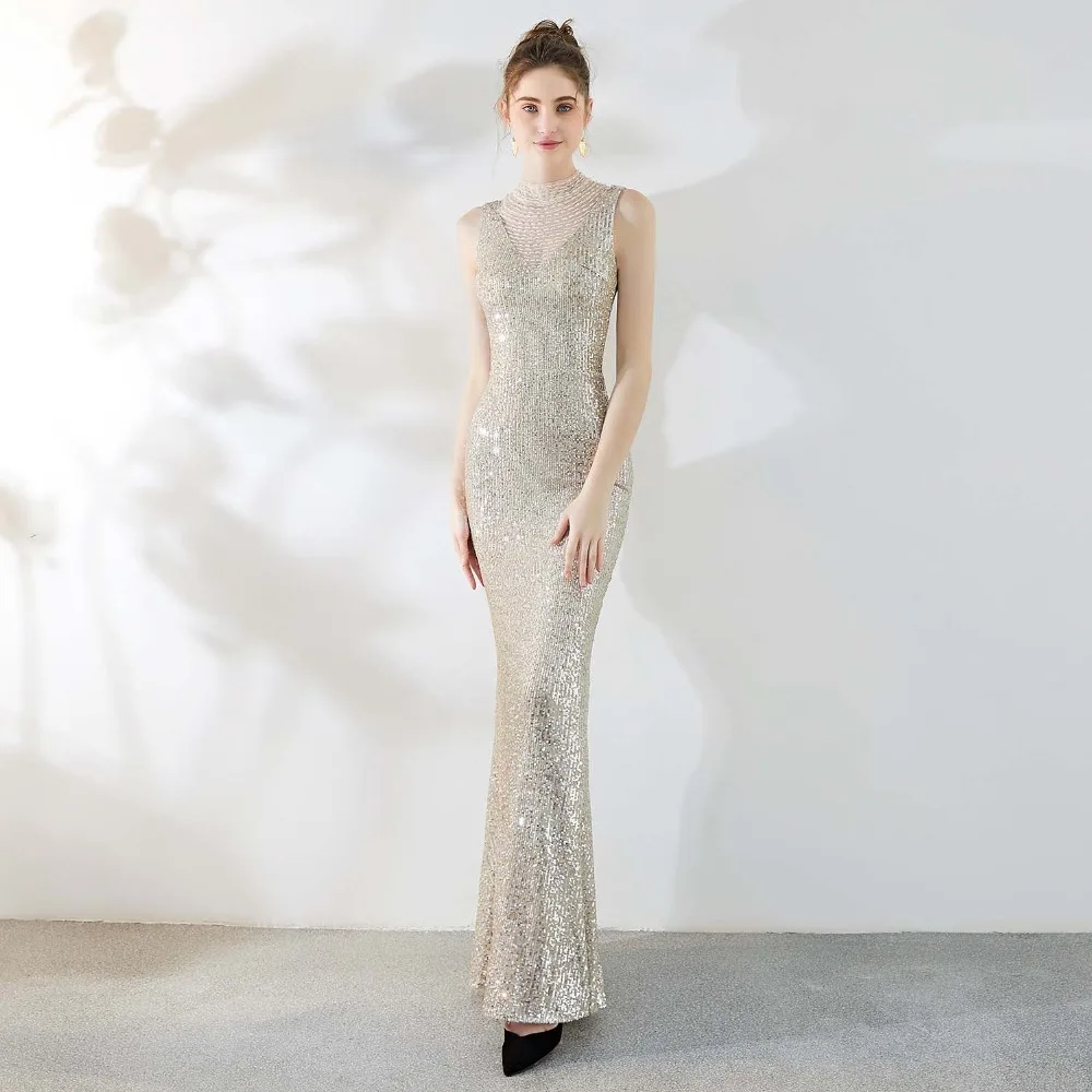 Silver Sequined & Beaded Mesh High Collar Long Mermaid Luxury Bling Bling Dress Women Party Clubwear 2019 Sexy Elegant Dresses
Silver Sequined & Beaded Mesh High Collar Long Mermaid Luxury Bling Bling Dress Women Party Clubwear 2019 Sexy Elegant Dresses