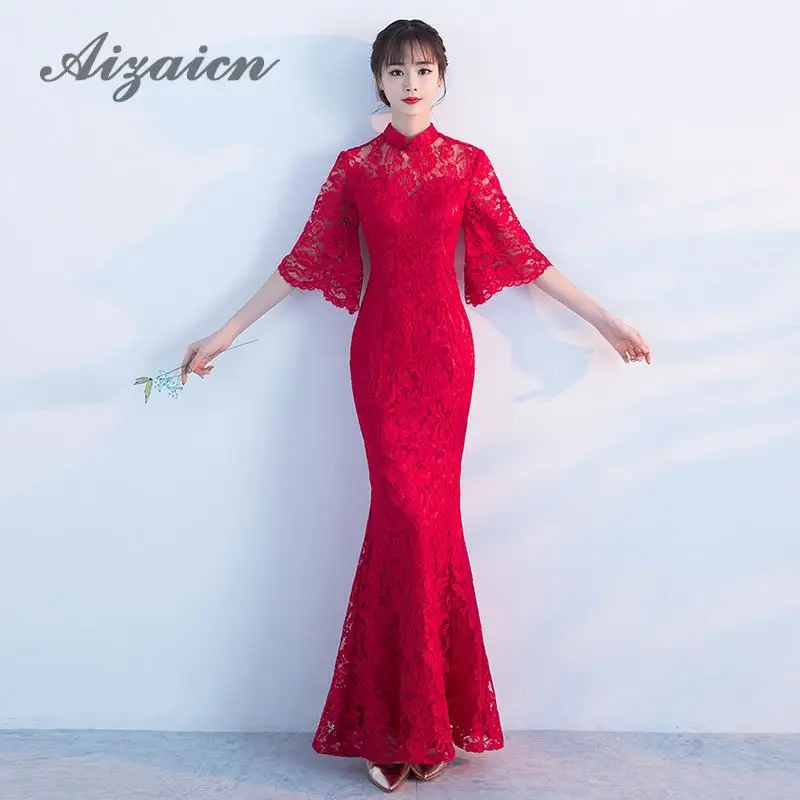 2018 Fashion Red Lace Cheongsam Long Qipao Dress Oriental Style Dresses Evening Gown Chinese-traditional-dress Bride Traditions
2018 Fashion Red Lace Cheongsam Long Qipao Dress Oriental Style Dresses Evening Gown Chinese-traditional-dress Bride Traditions