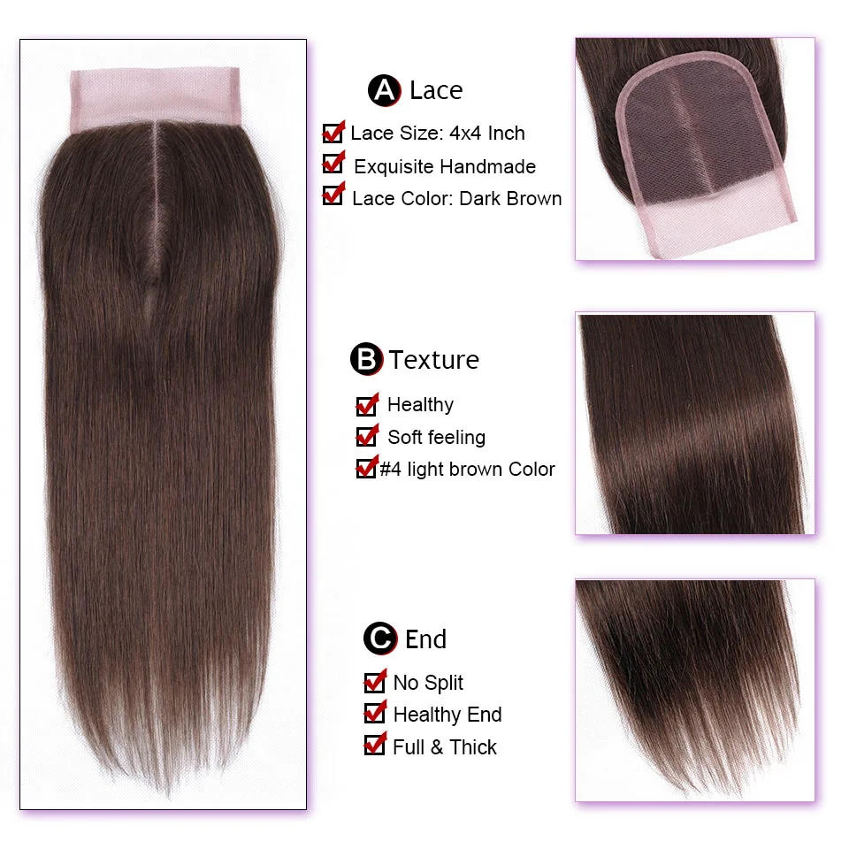 light brown middle part closure