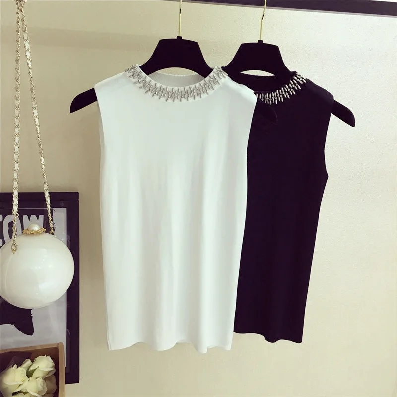 Baharcelin New Women Girl Summer Sleeveless T Shirt Tops beading Knitted sweater tank blusas femininas de vero 2019
Baharcelin New Women Girl Summer Sleeveless T Shirt Tops beading Knitted sweater tank blusas femininas de vero 2019