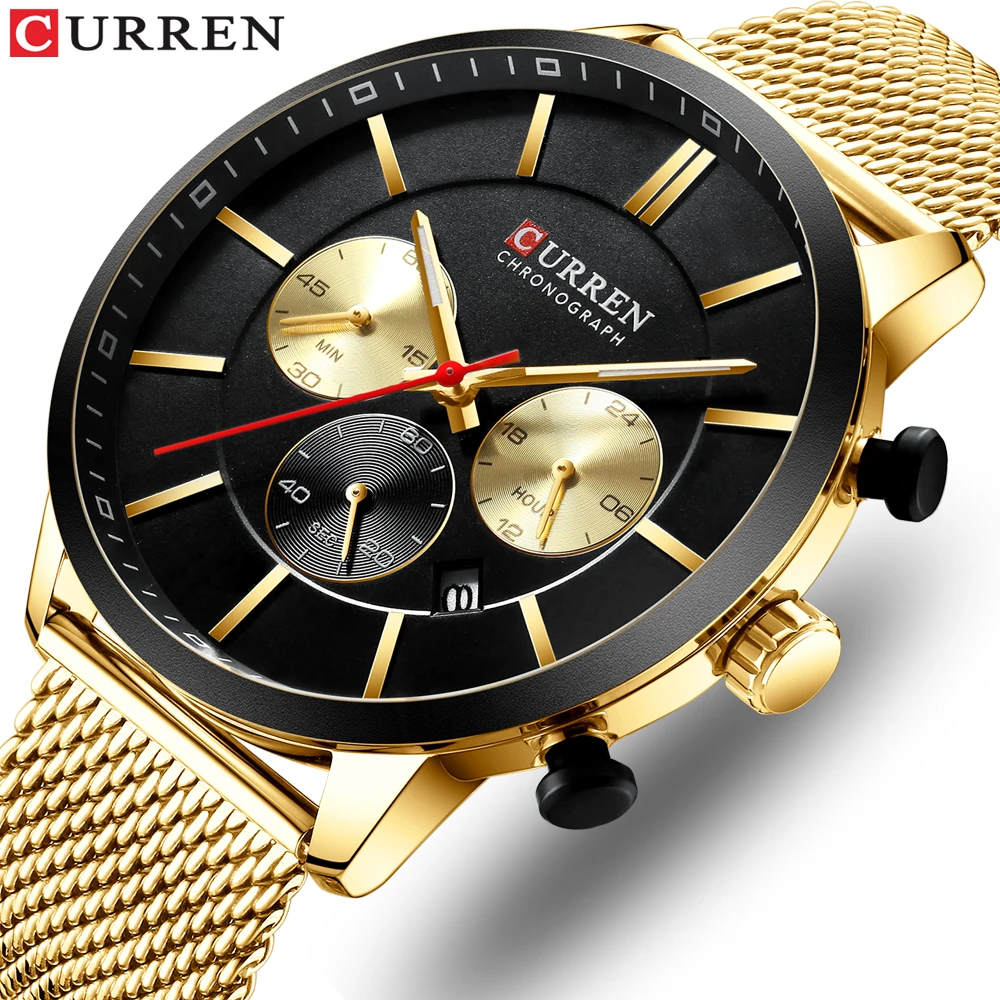 CURREN New Fashion Men's Waterproof Sports Watch Men's Stainless Steel Mesh Belt Quartz Clock Gold Black Casual Business Watch
CURREN New Fashion Men's Waterproof Sports Watch Men's Stainless Steel Mesh Belt Quartz Clock Gold Black Casual Business Watch