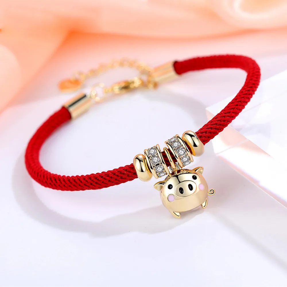 Golden Pig Lucky Charm Bracelet For Women Red Weaved Cotton Rope Adjustable String Cute Bracelets Adorable Female Jewelry Gift
Golden Pig Lucky Charm Bracelet For Women Red Weaved Cotton Rope Adjustable String Cute Bracelets Adorable Female Jewelry Gift
