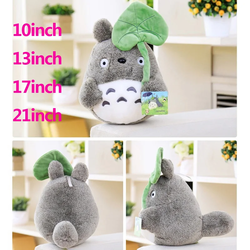 

10-21inch Kawaii cat plush toy,totoro plush figure doll giant totoro plush with lotus leaf,kids toys best gift for children