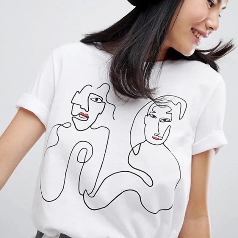 Abstract Couple Fashion Female Harajuku White Summer T-Shirt Women Casual Print Tops Loose Short Sleeve Cotton T-shirt
Abstract Couple Fashion Female Harajuku White Summer T-Shirt Women Casual Print Tops Loose Short Sleeve Cotton T-shirt