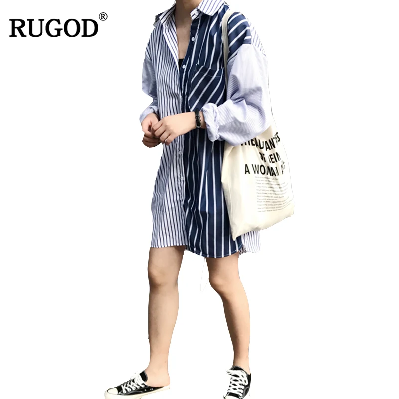 RUGOD 2019 New Arrival Spring Summer Women Striped Shirt Dress Fashionable Female Patchwork Dress Long Sleeve Turn-down Collar
RUGOD 2019 New Arrival Spring Summer Women Striped Shirt Dress Fashionable Female Patchwork Dress Long Sleeve Turn-down Collar