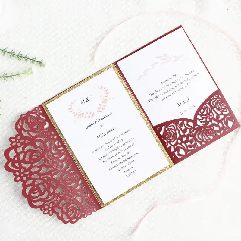 rose romantic wedding invitation dirty pink spring glittery