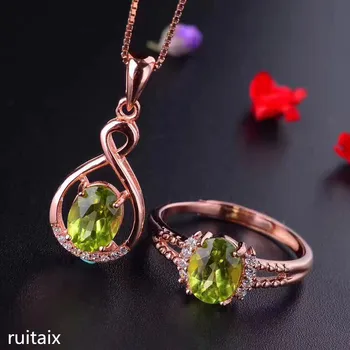KJJEAXCMY boutique jewels 925 Sterling silver natural crystal olive-stone female pendant + ring + set setting accessories
KJJEAXCMY boutique jewels 925 Sterling silver natural crystal olive-stone female pendant + ring + set setting accessories