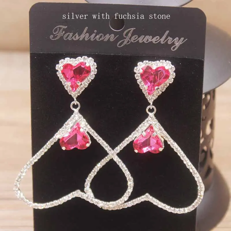 Hotsale heart shape dangling earring pastel pink crystal stone champagne earring fuchsia colorful rhinestone earring
Hotsale heart shape dangling earring pastel pink crystal stone champagne earring fuchsia colorful rhinestone earring